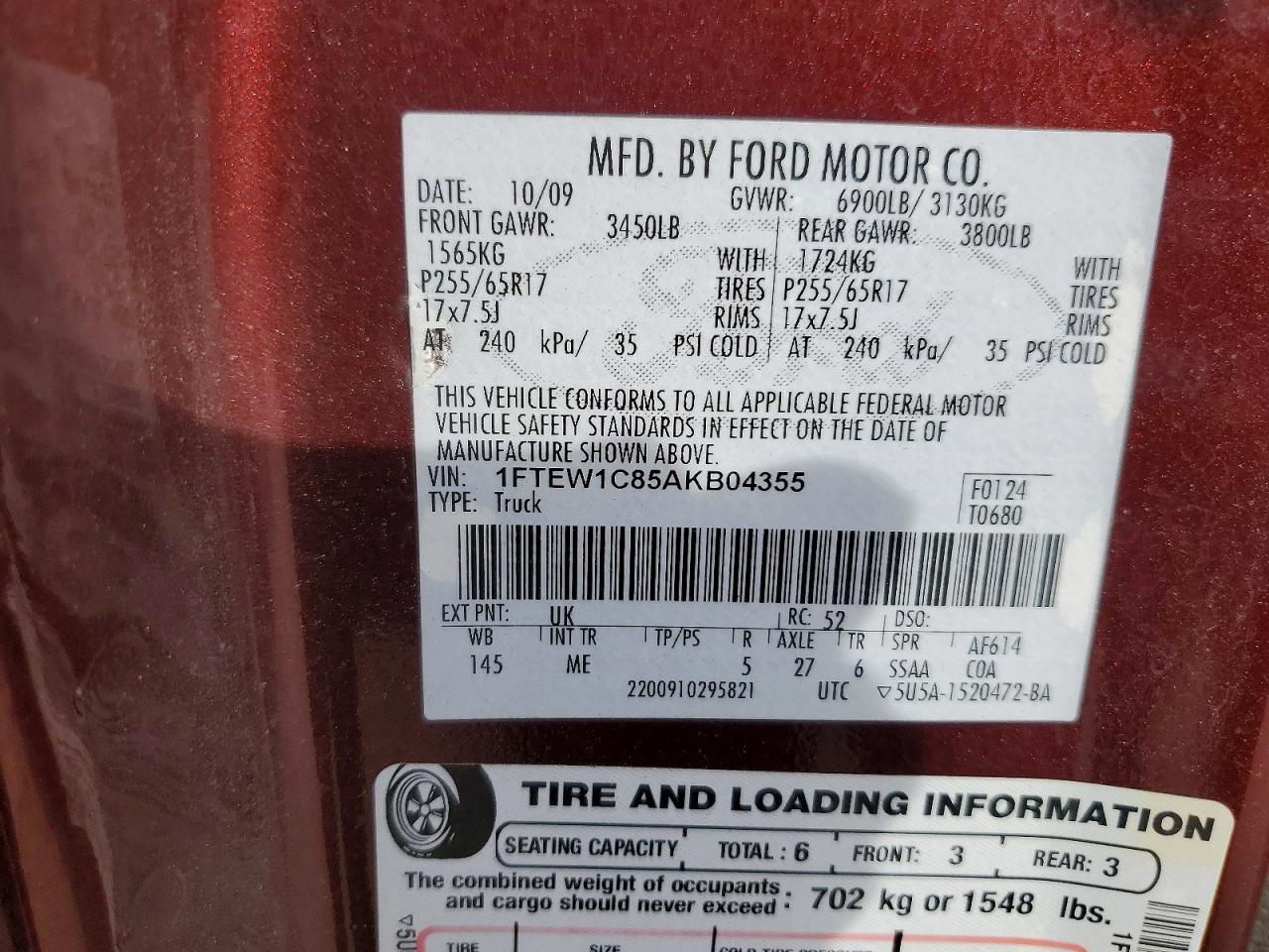 2010 FORD F150 SUPERCREW photo 23