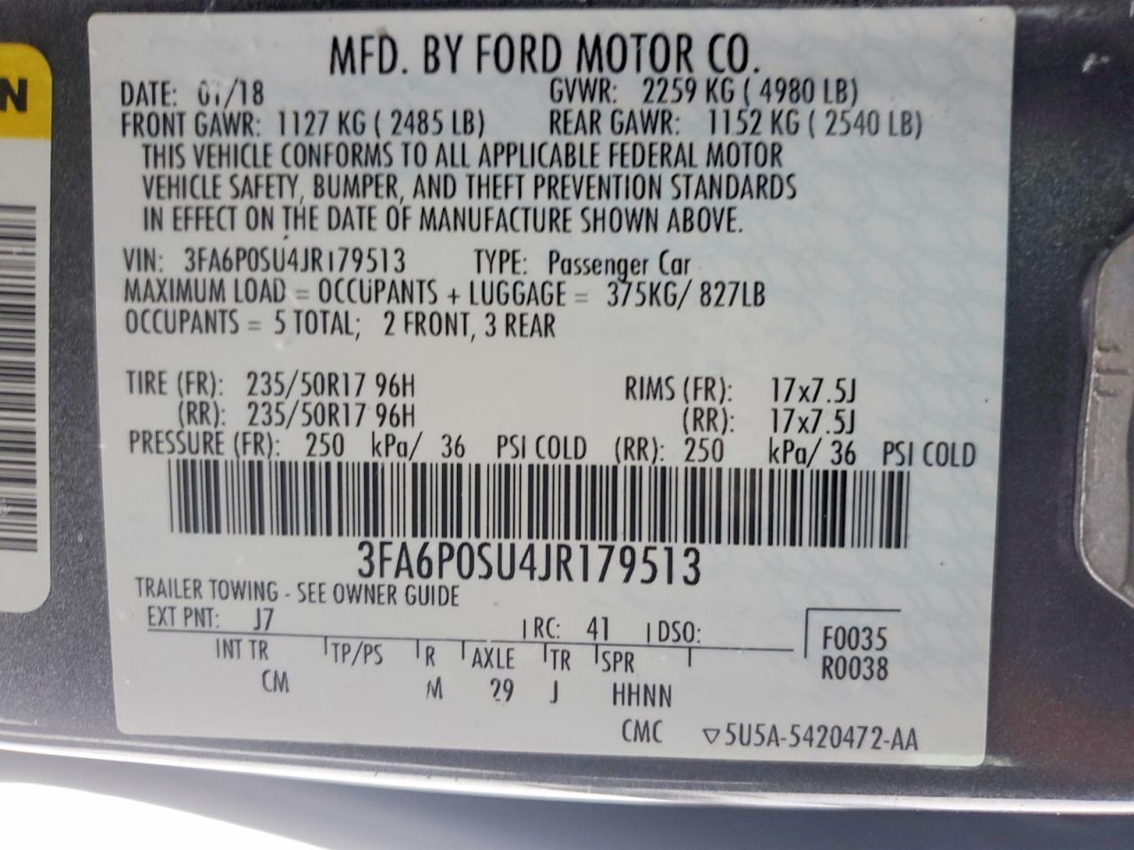 2018 FORD FUSION TITANIUM/PLATINUM PHEV photo 12