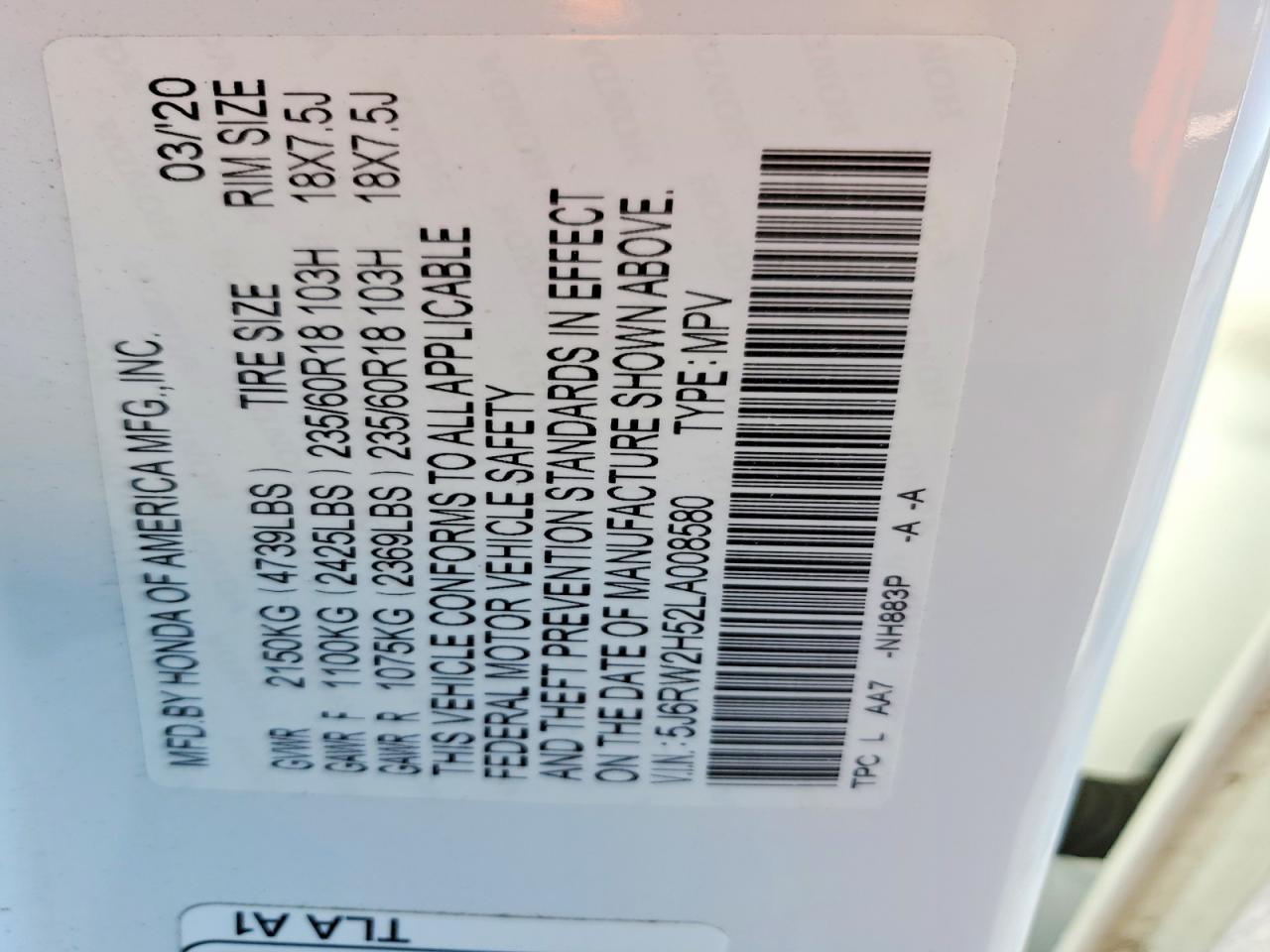 2020 HONDA CR-V EX photo 13