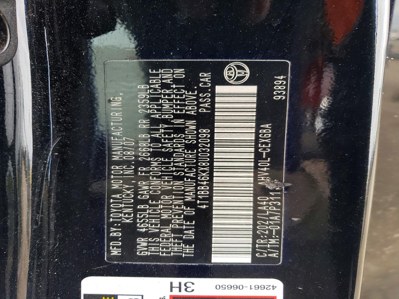 2008 TOYOTA CAMRY HYBRID photo 12