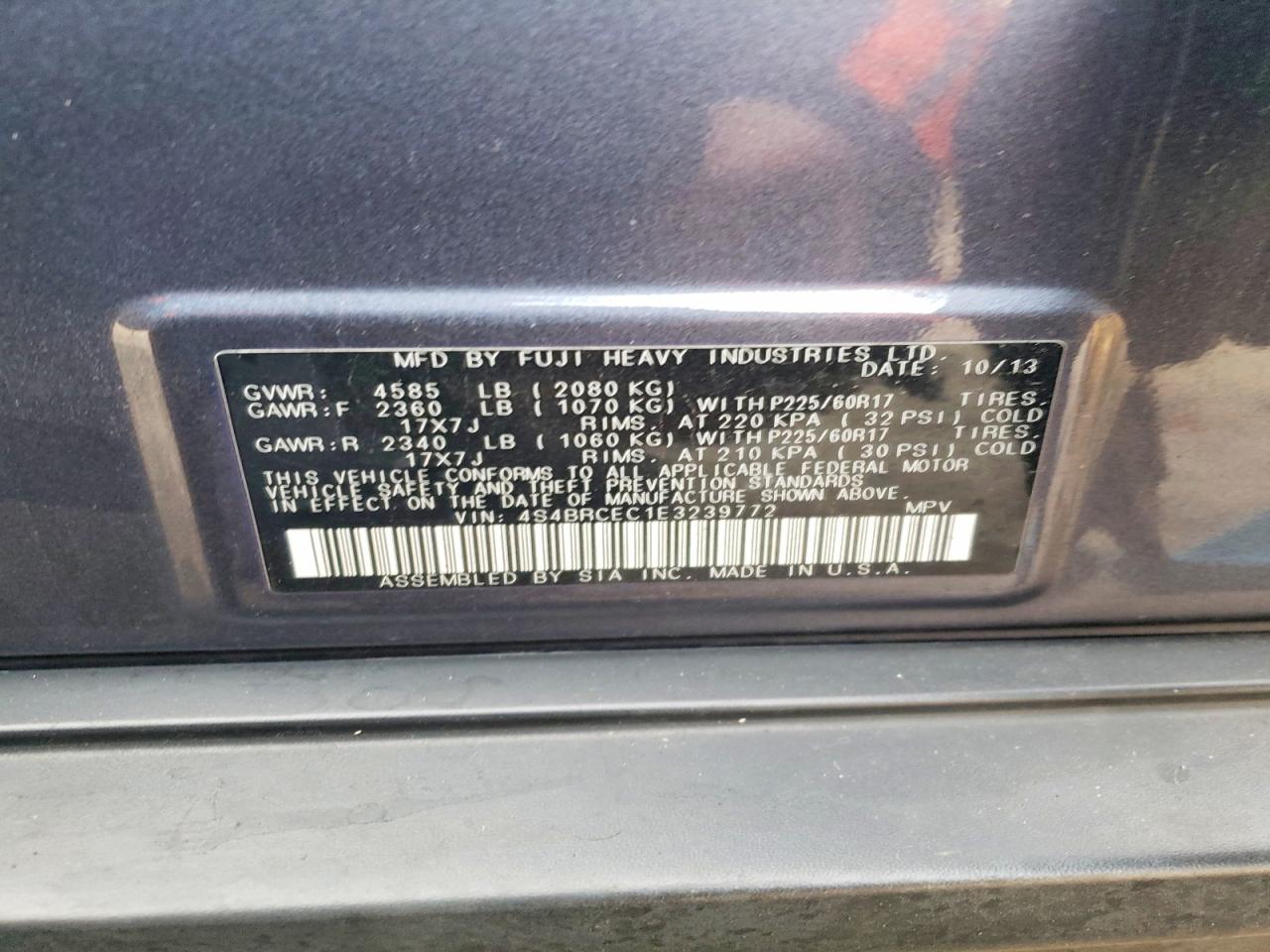 2014 SUBARU OUTBACK 2.5I PREMIUM photo 12