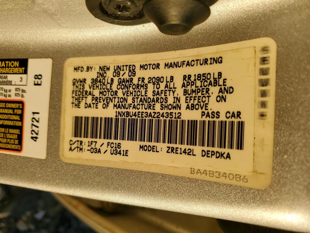 2010 TOYOTA COROLLA BASE photo 13