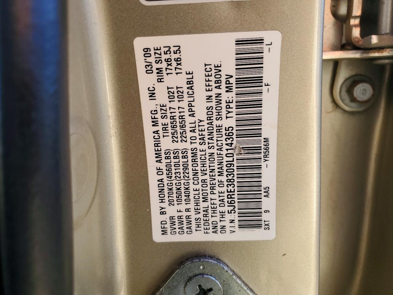 2009 HONDA CR-V LX photo 13