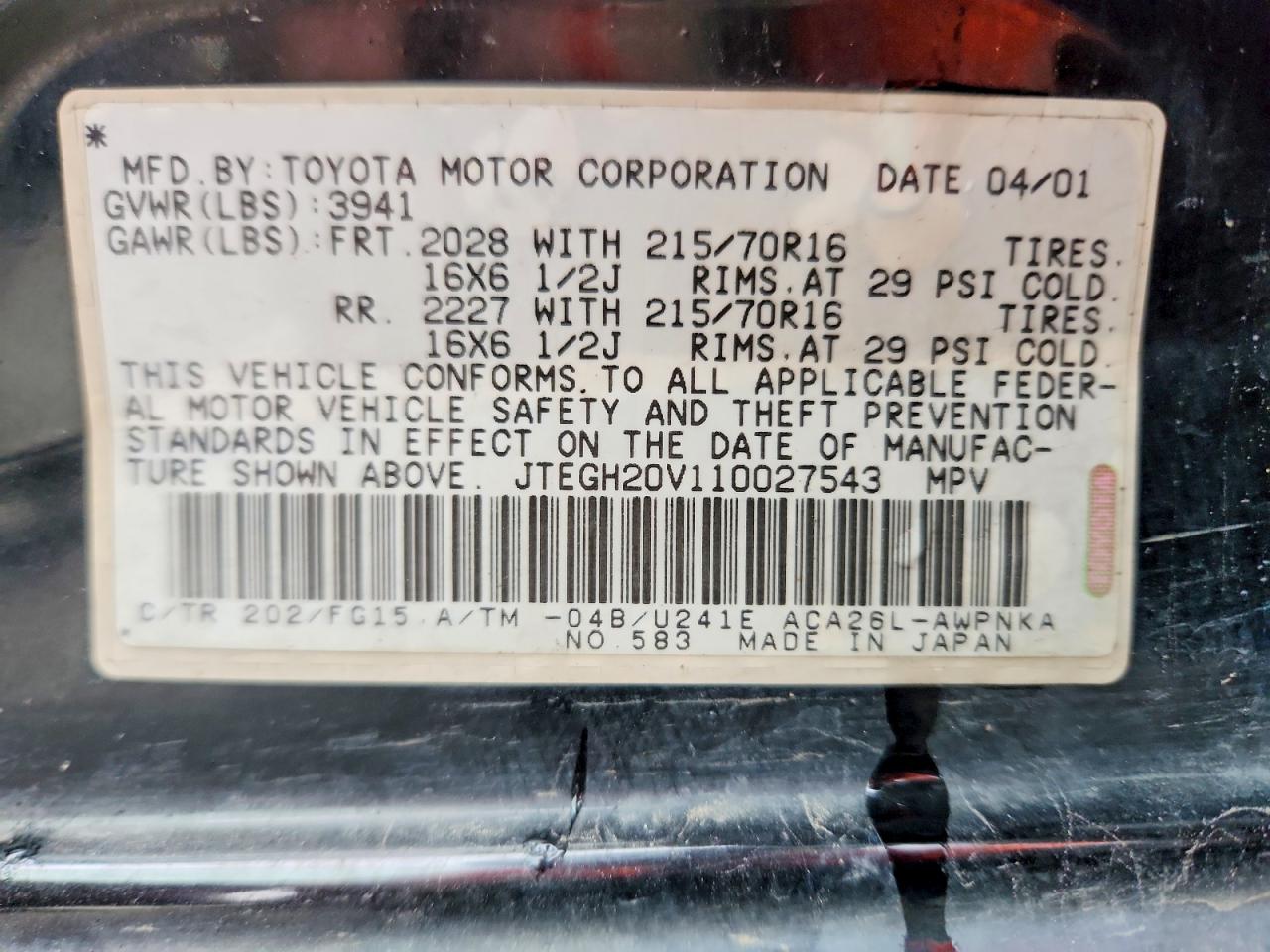 2001 TOYOTA RAV4 photo 13