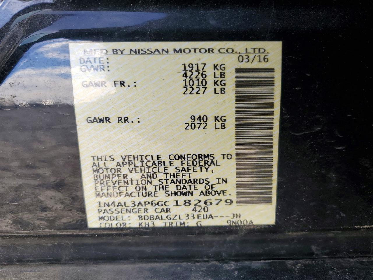 2016 NISSAN ALTIMA 2.5 photo 13