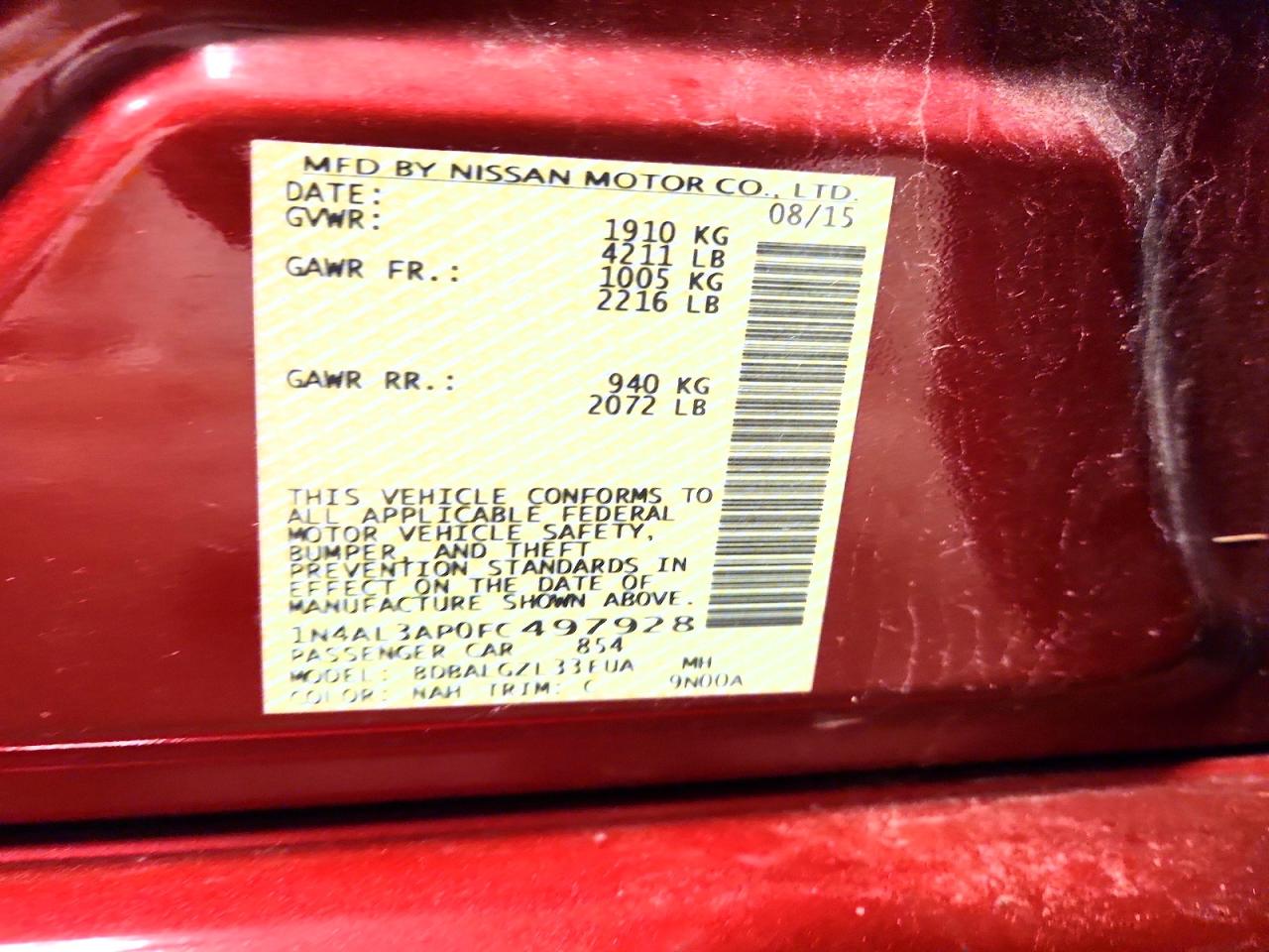 2015 NISSAN ALTIMA 2.5 S photo 12