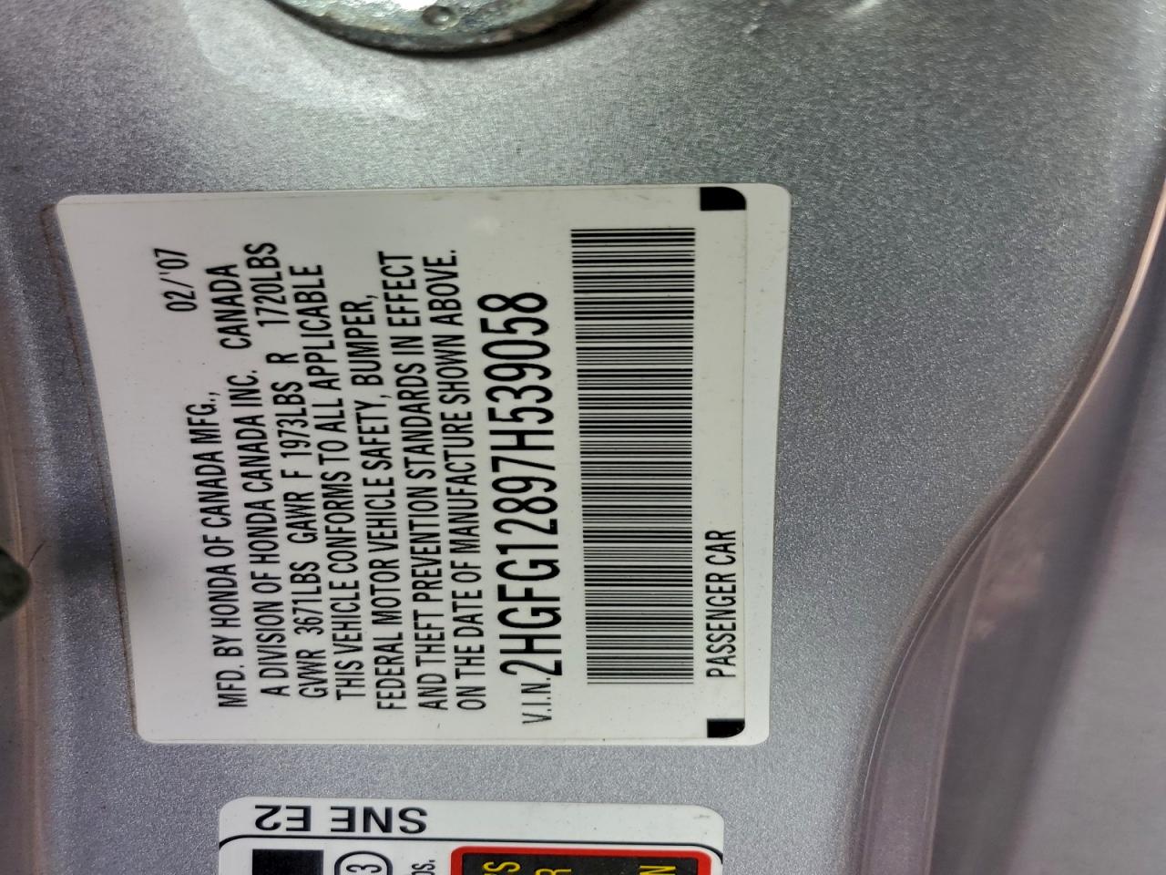 2007 HONDA CIVIC EX photo 19