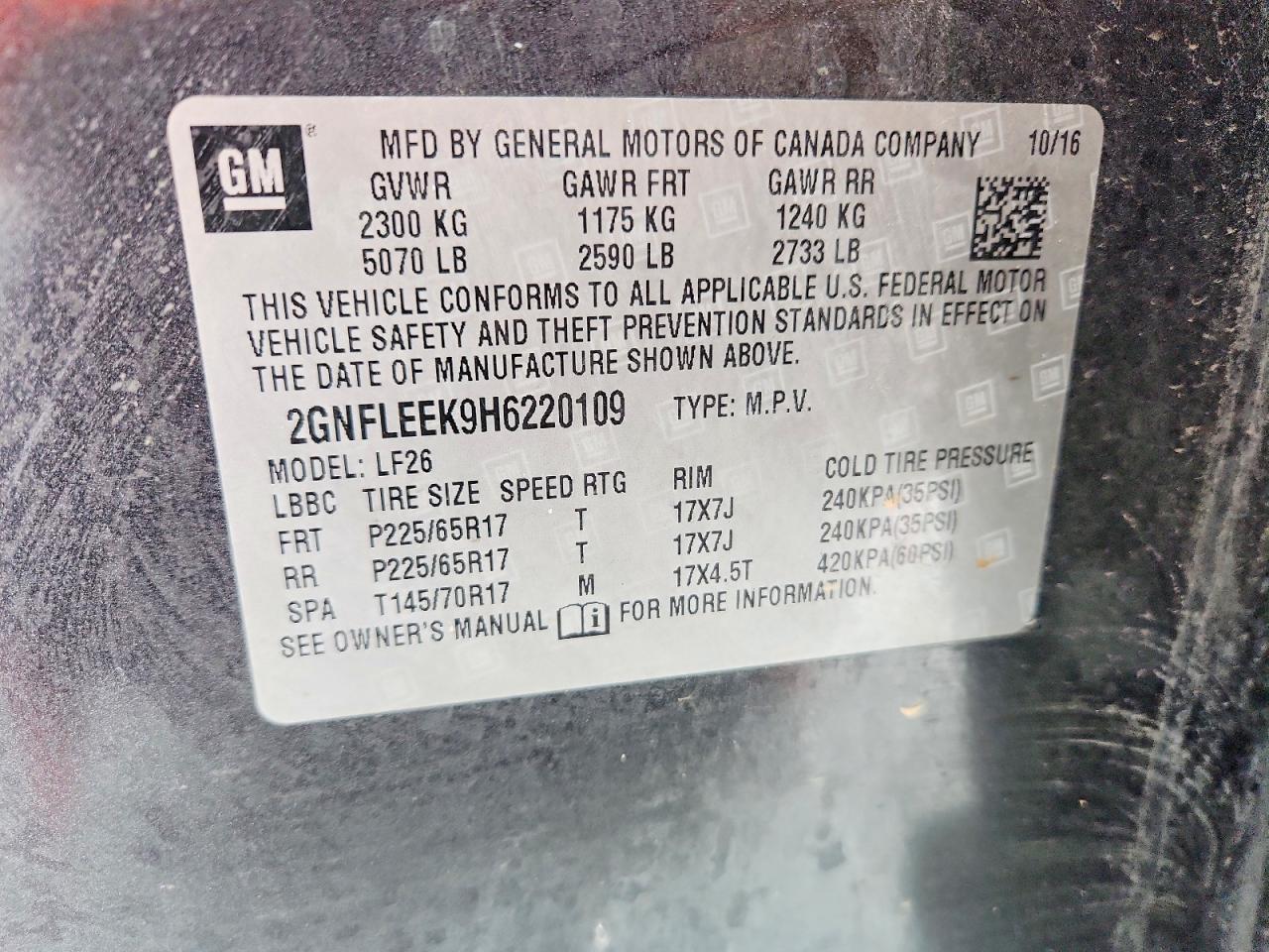 2017 CHEVROLET EQUINOX LS photo 13