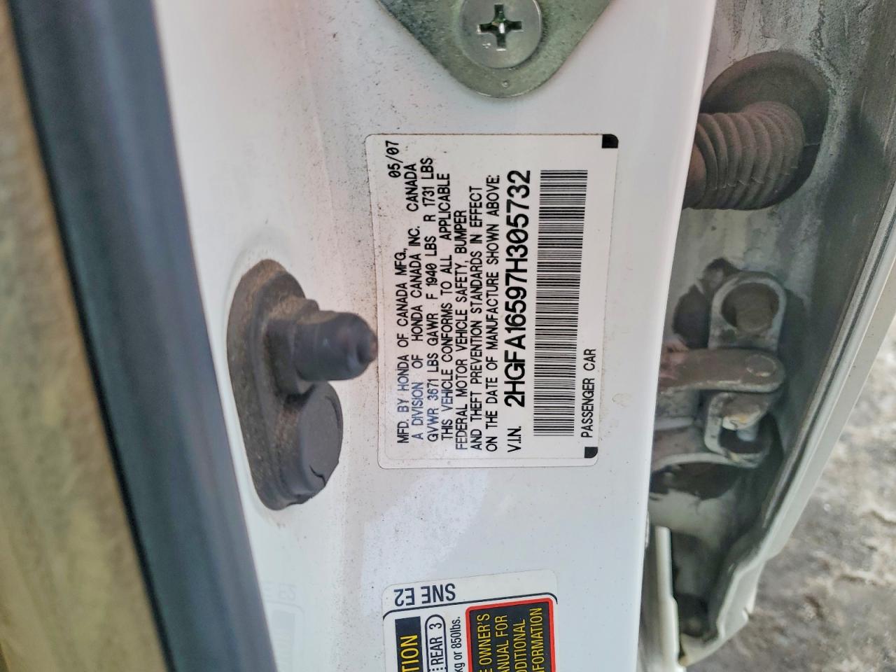 2007 HONDA CIVIC LX photo 12
