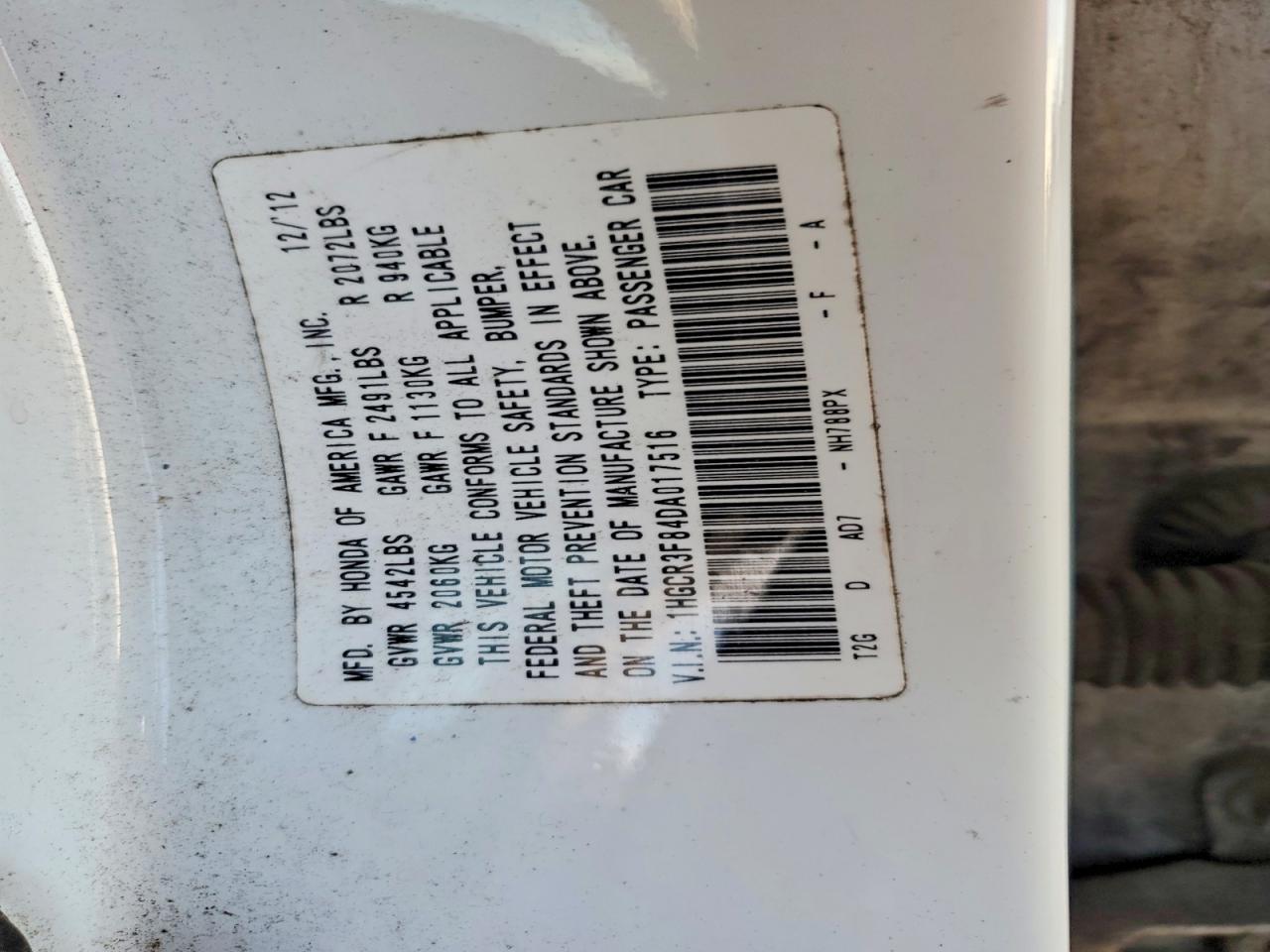 2013 HONDA ACCORD EXL photo 12
