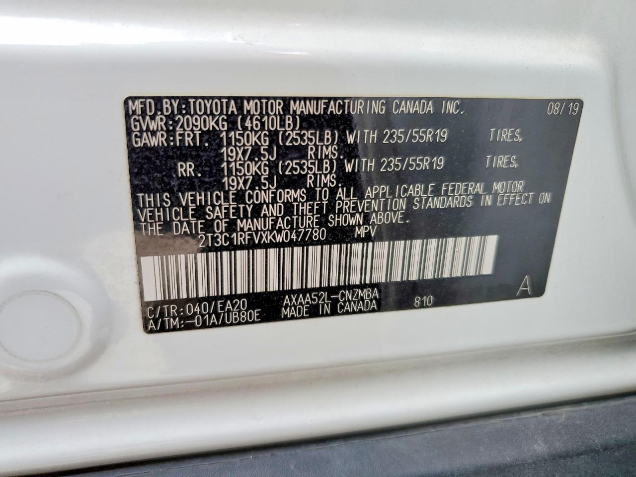 2019 TOYOTA RAV4 XLE PREMIUM photo 13