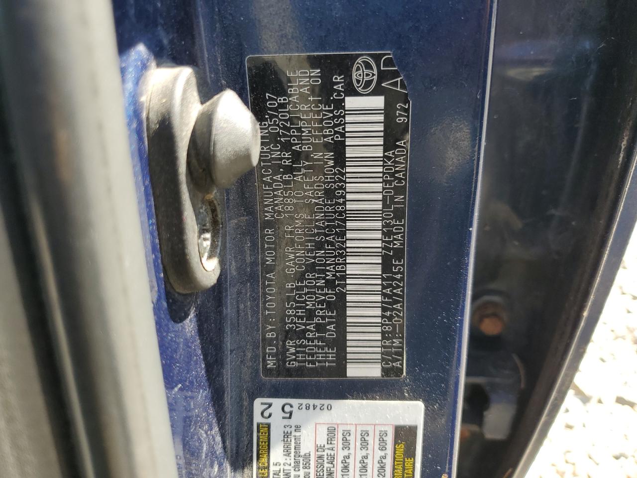 2007 TOYOTA COROLLA CE photo 12