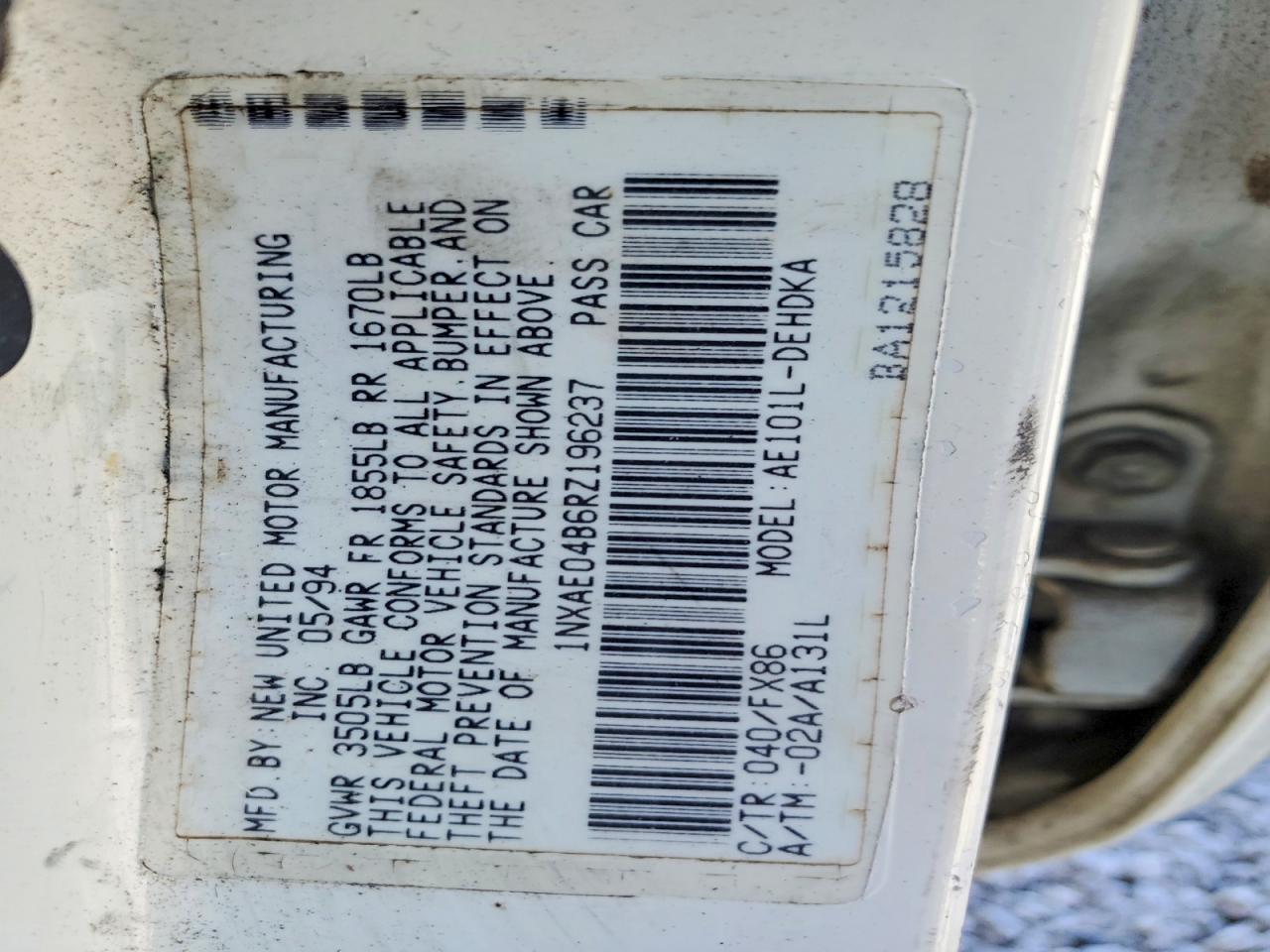 1994 TOYOTA COROLLA BASE photo 23