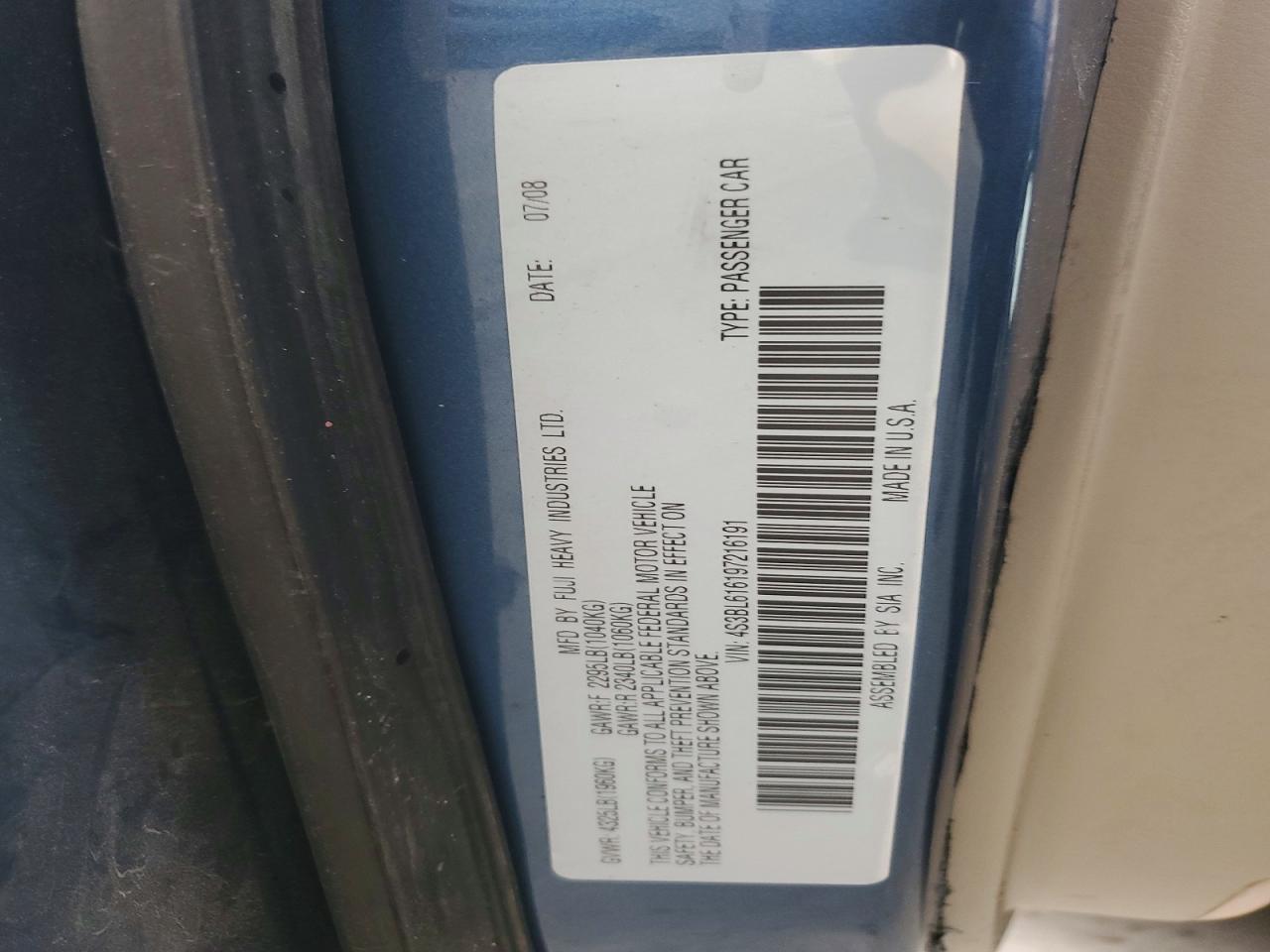 2009 SUBARU LEGACY 2.5I photo 12