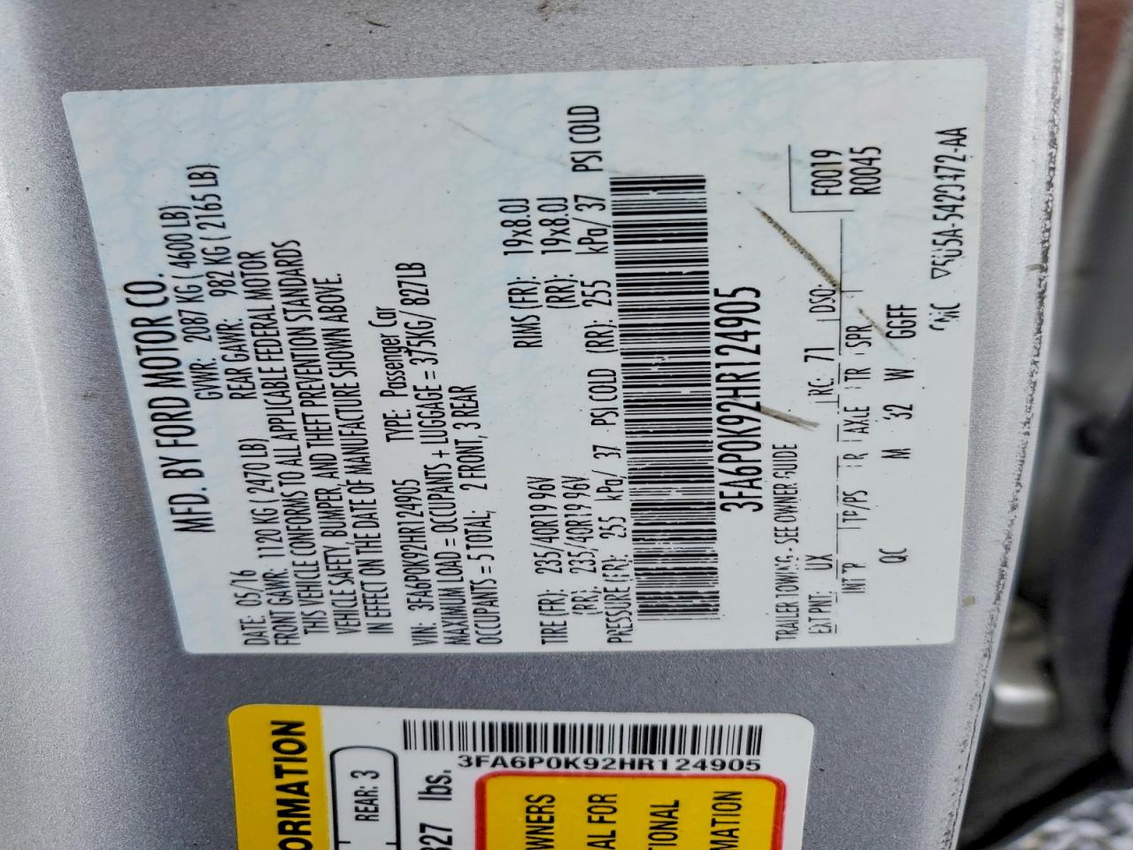 2017 FORD FUSION TITANIUM photo 12