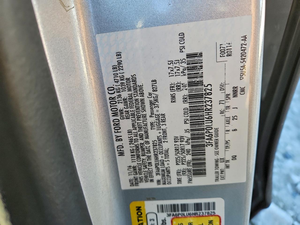 2017 FORD FUSION SE HYBRID photo 12