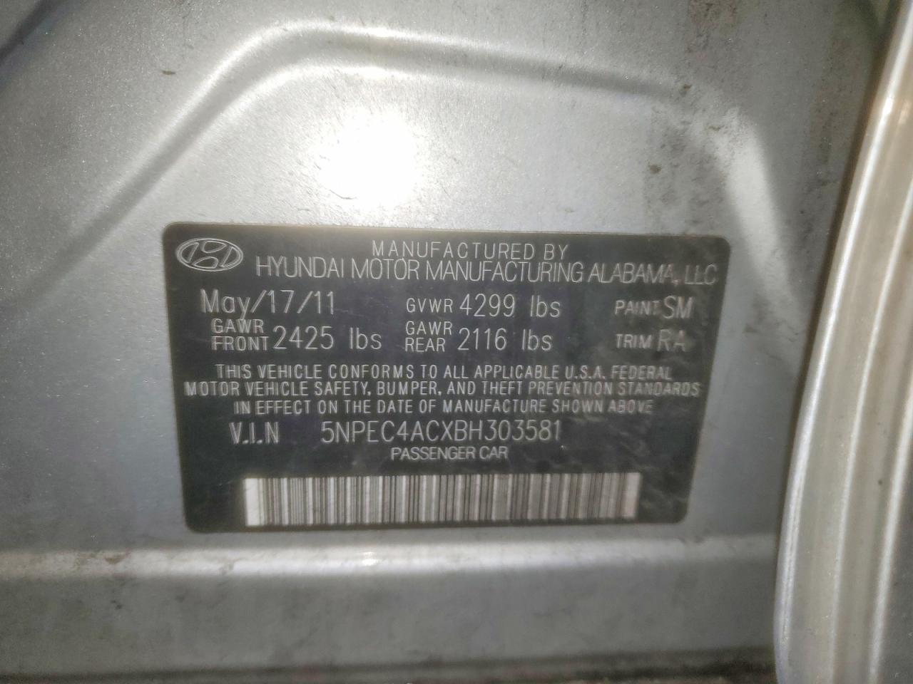 2011 HYUNDAI SONATA LIMITED photo 13