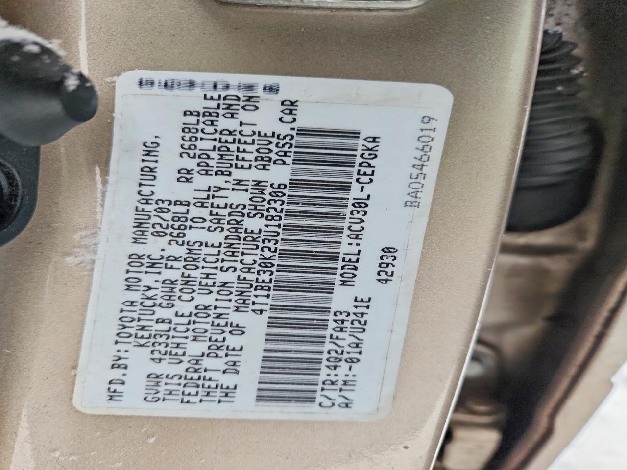 2003 TOYOTA CAMRY LE photo 13