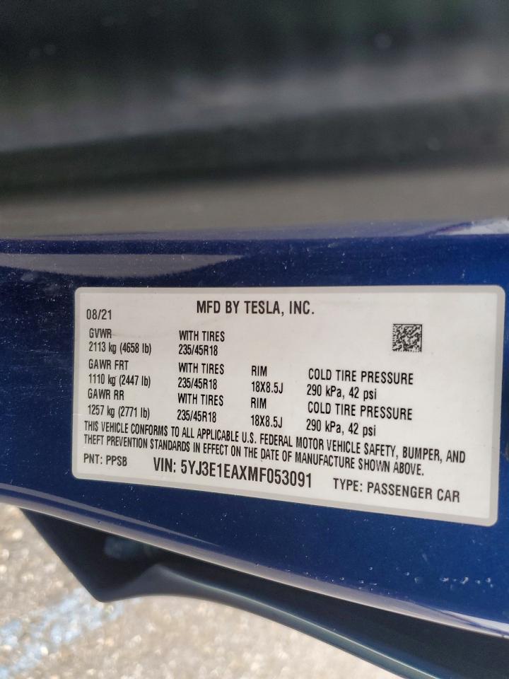 2021 TESLA MODEL 3 photo 13