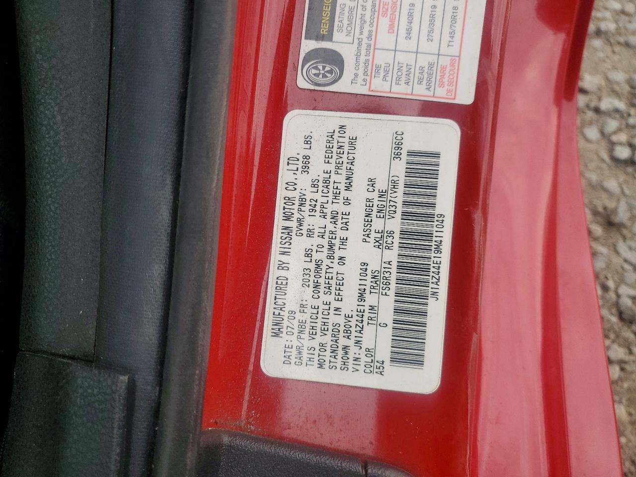 2009 NISSAN 370Z photo 13