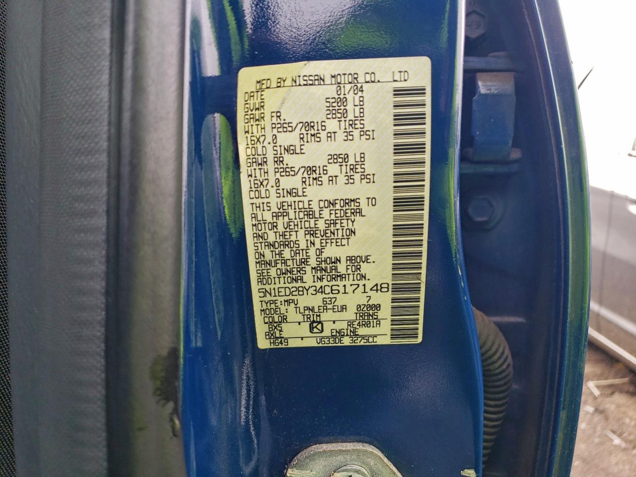 2004 NISSAN XTERRA XE photo 34