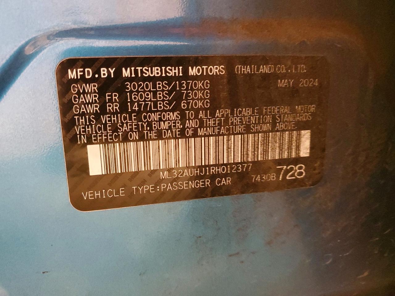 2024 MITSUBISHI MIRAGE ES photo 12