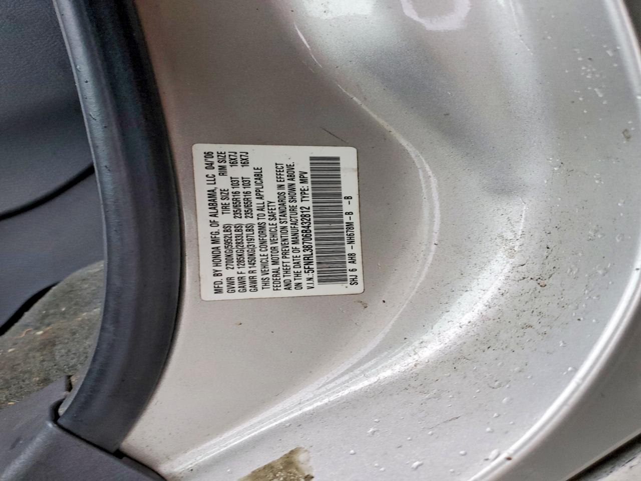 2006 HONDA ODYSSEY EXL photo 13