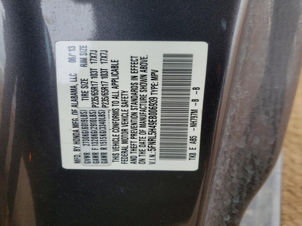 2014 HONDA ODYSSEY EX photo 13
