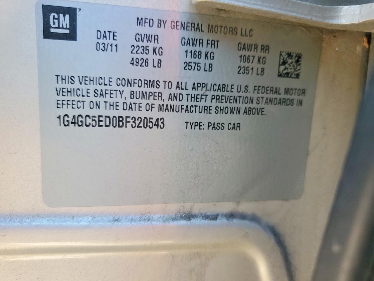 2011 BUICK LACROSSE CXL photo 12