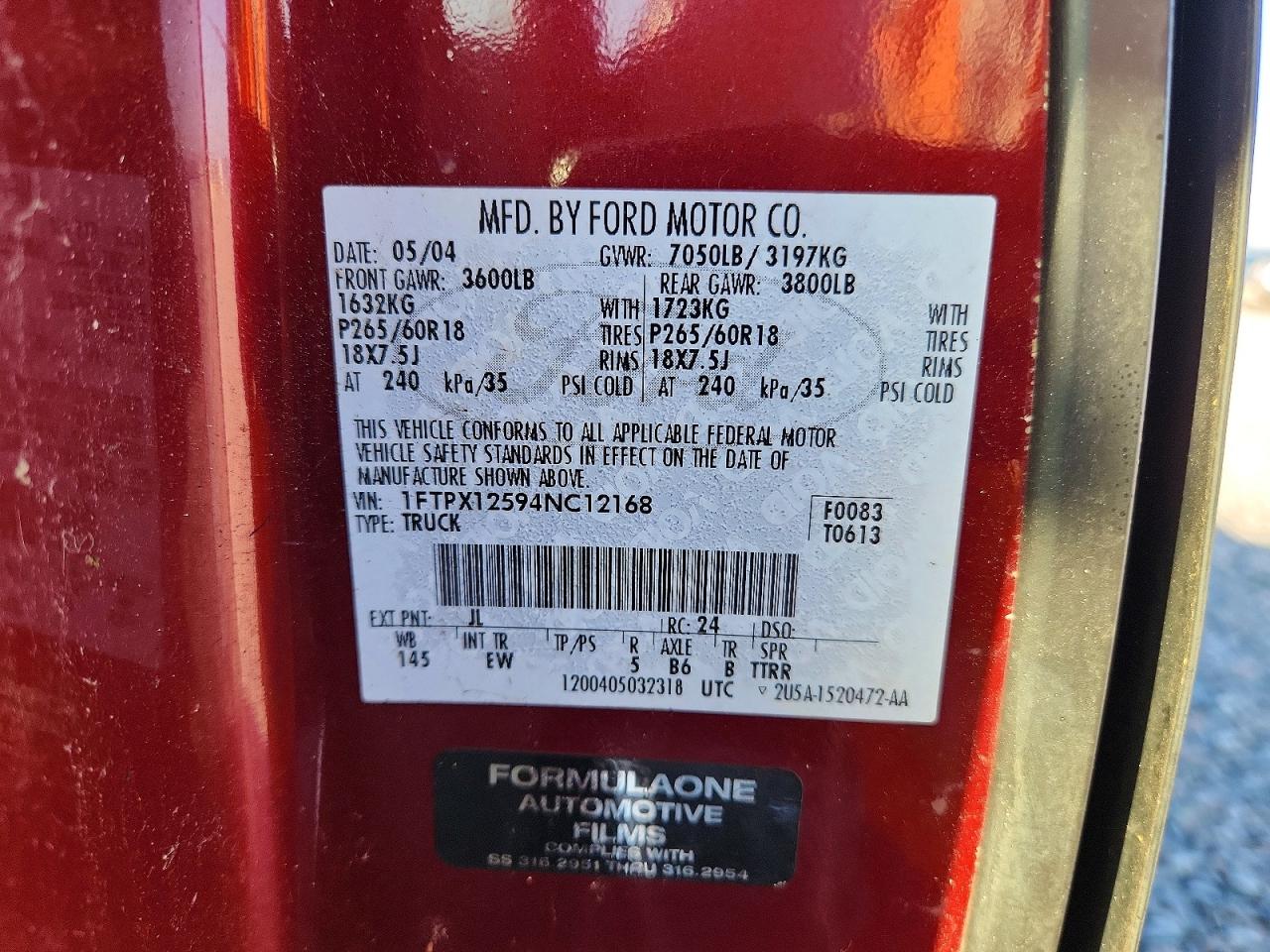 2004 FORD F150 photo 12