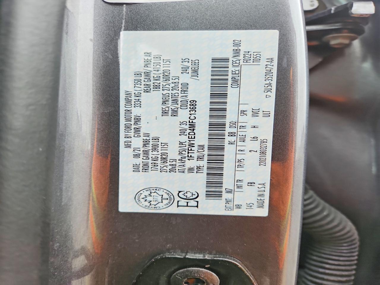 2021 FORD F150 SUPERCREW photo 13