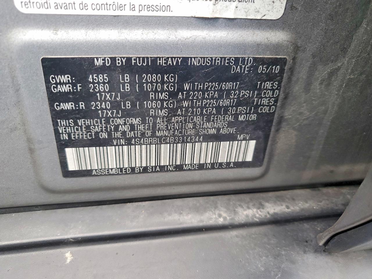 2011 SUBARU OUTBACK 2.5I LIMITED photo 12