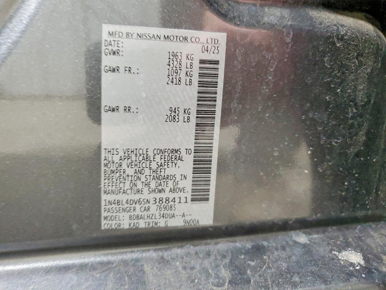 2025 NISSAN ALTIMA SV photo 12