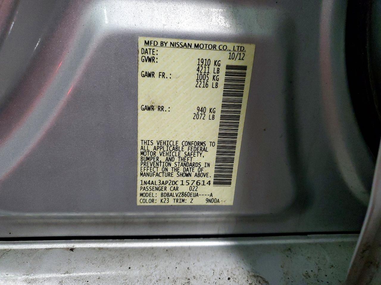 2013 NISSAN ALTIMA 2.5 photo 12
