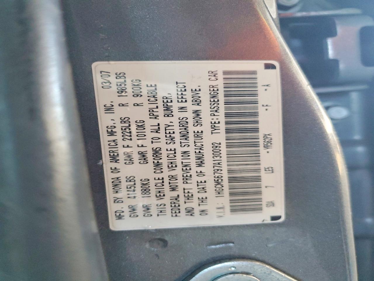 2007 HONDA ACCORD EX photo 13
