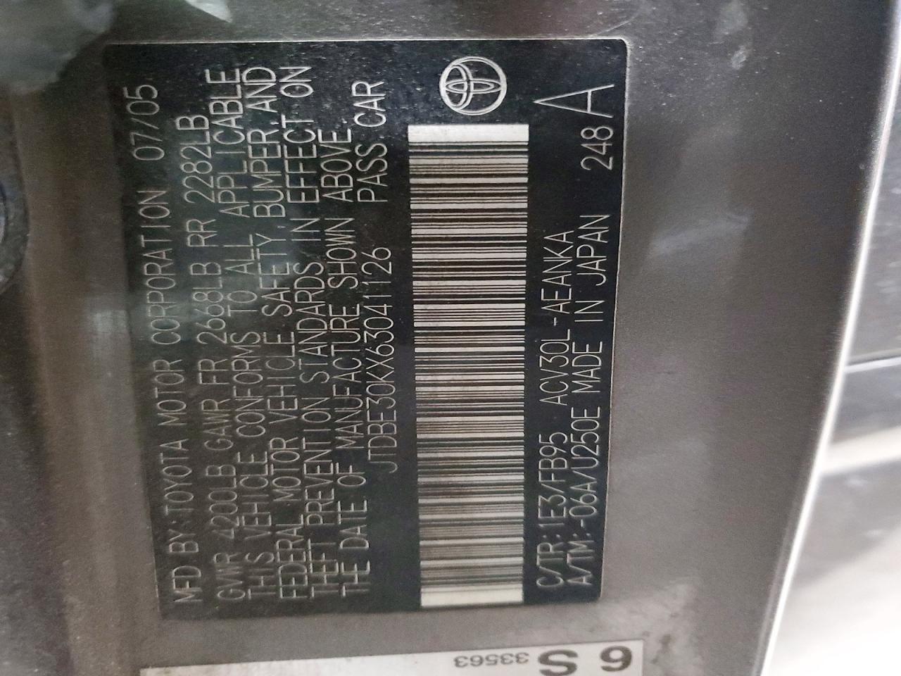 2006 TOYOTA CAMRY LE photo 12