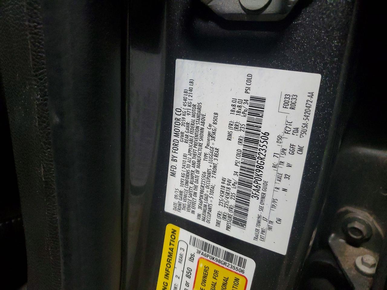 2016 FORD FUSION TITANIUM photo 13