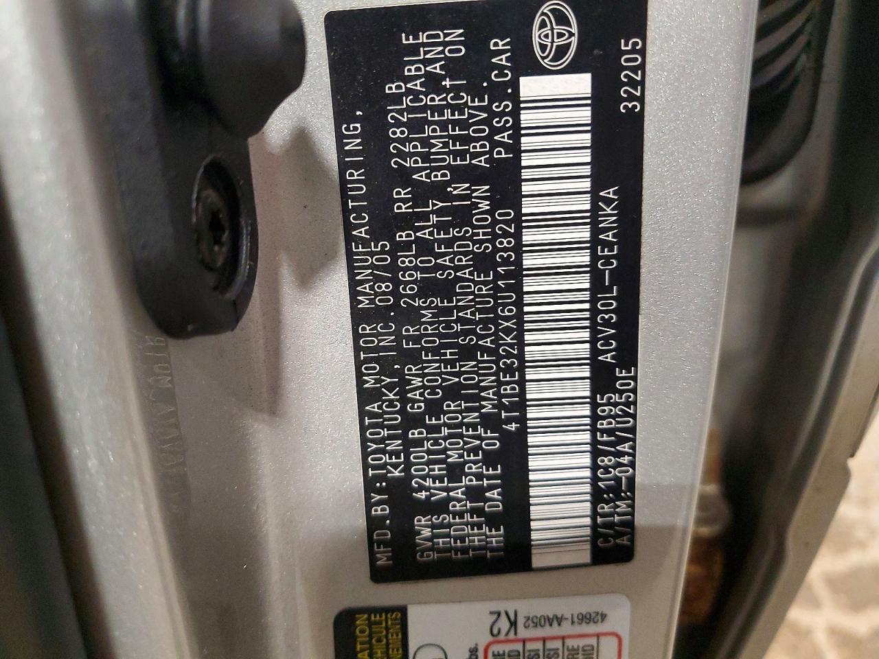 2006 TOYOTA CAMRY LE photo 12