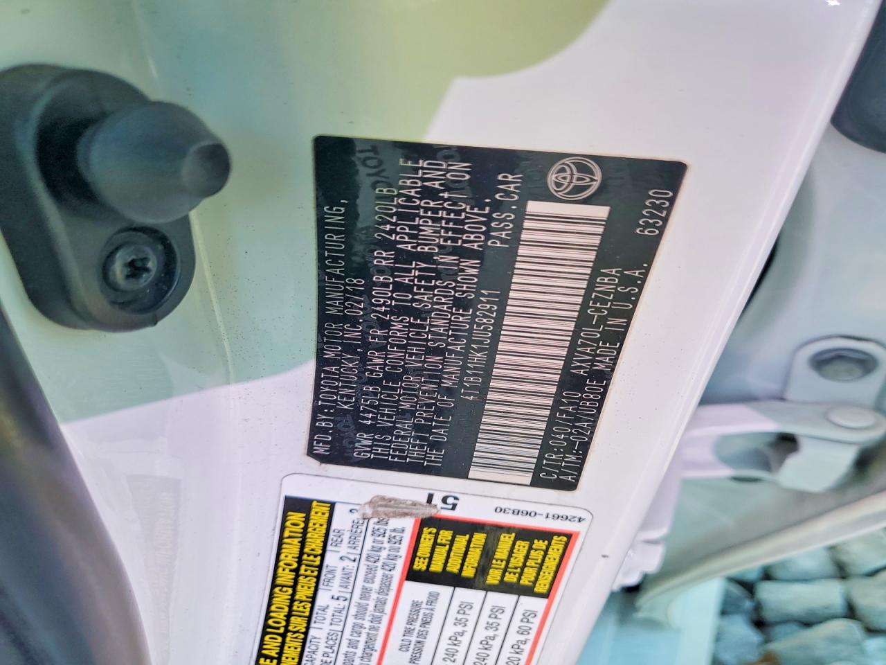 2018 TOYOTA CAMRY L photo 13