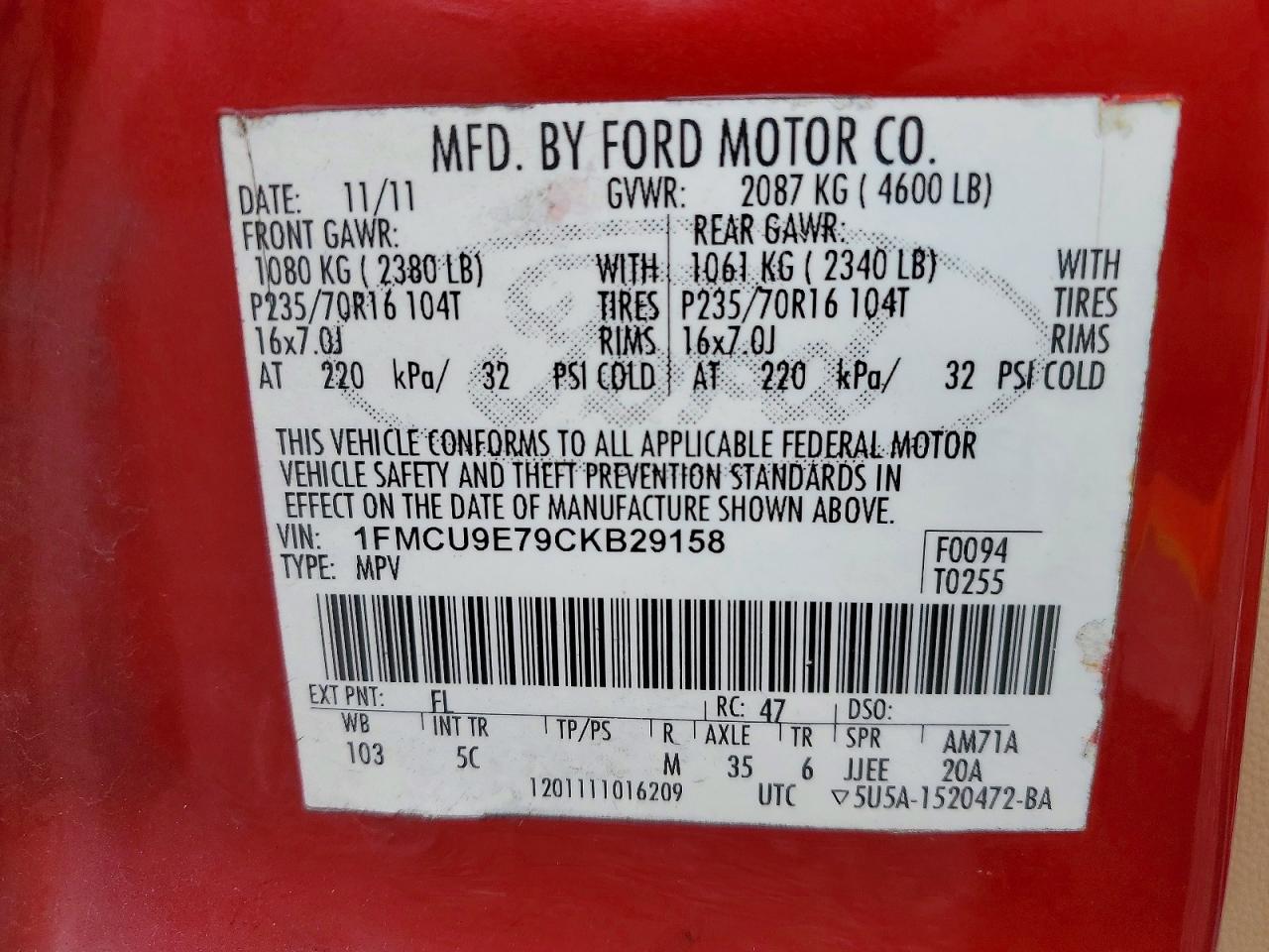 2012 FORD ESCAPE LIMITED photo 37