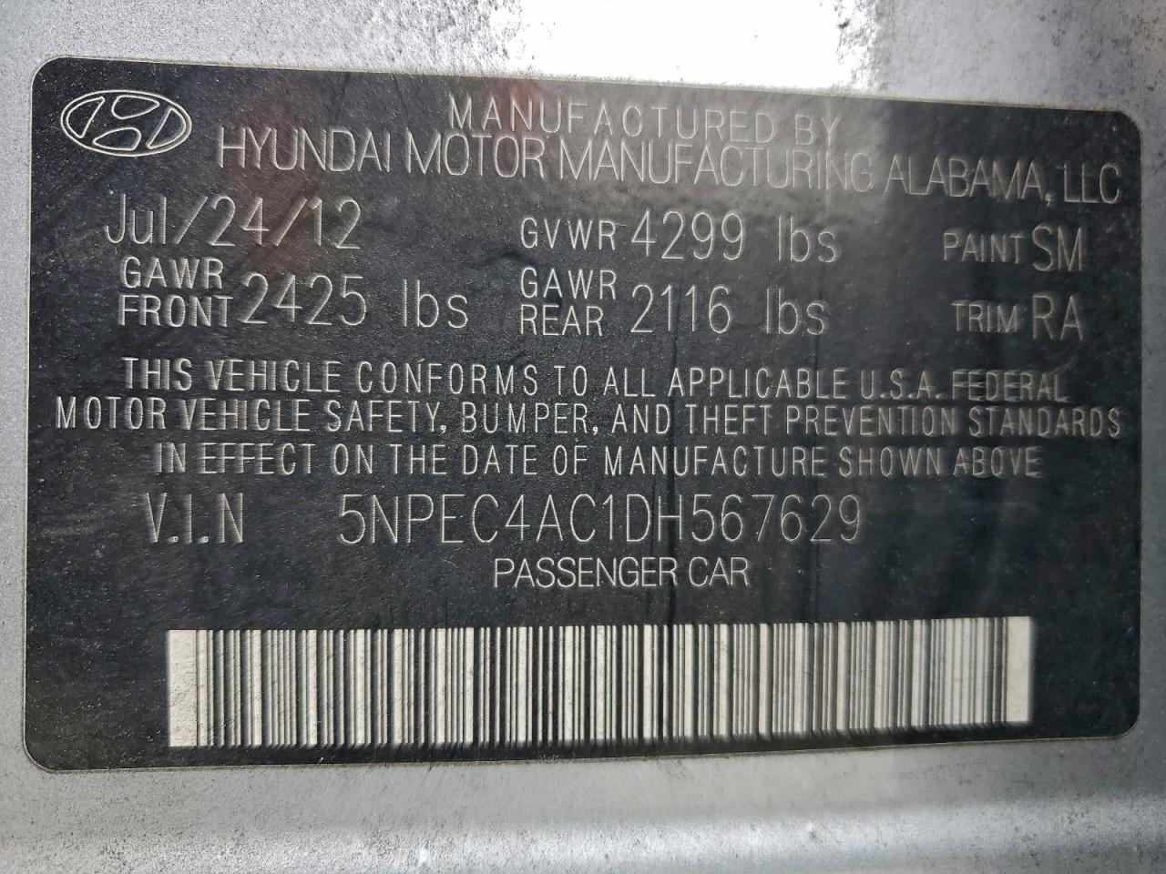 2013 HYUNDAI SONATA SE photo 12
