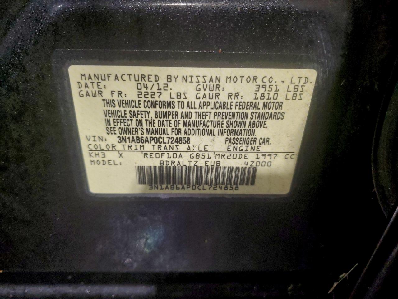 2012 NISSAN SENTRA 2.0 photo 12