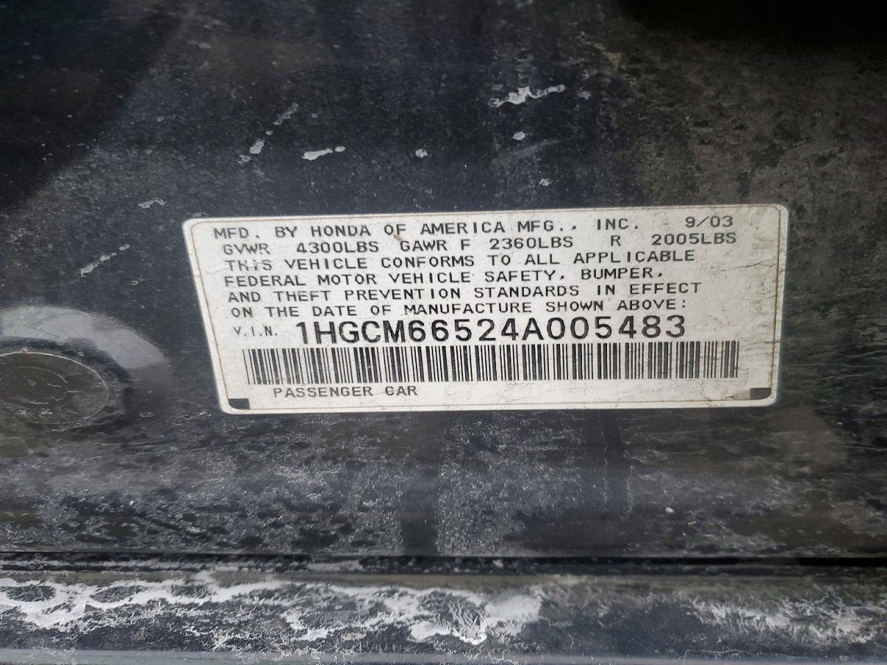 2004 HONDA ACCORD EX photo 12
