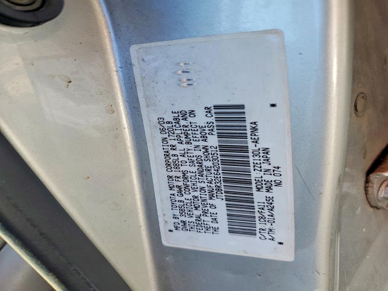 2004 TOYOTA COROLLA CE photo 12