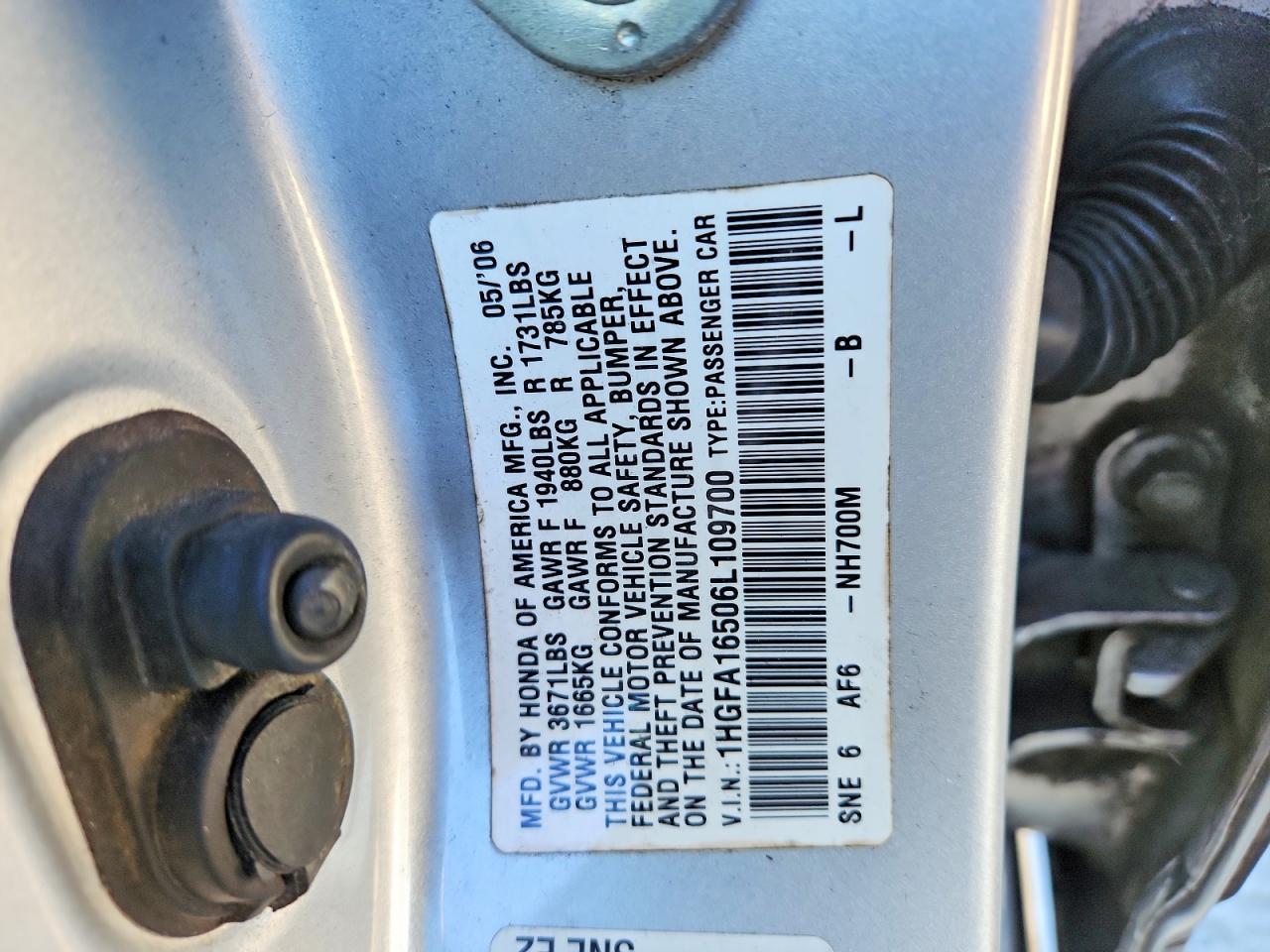 2006 HONDA CIVIC LX photo 12