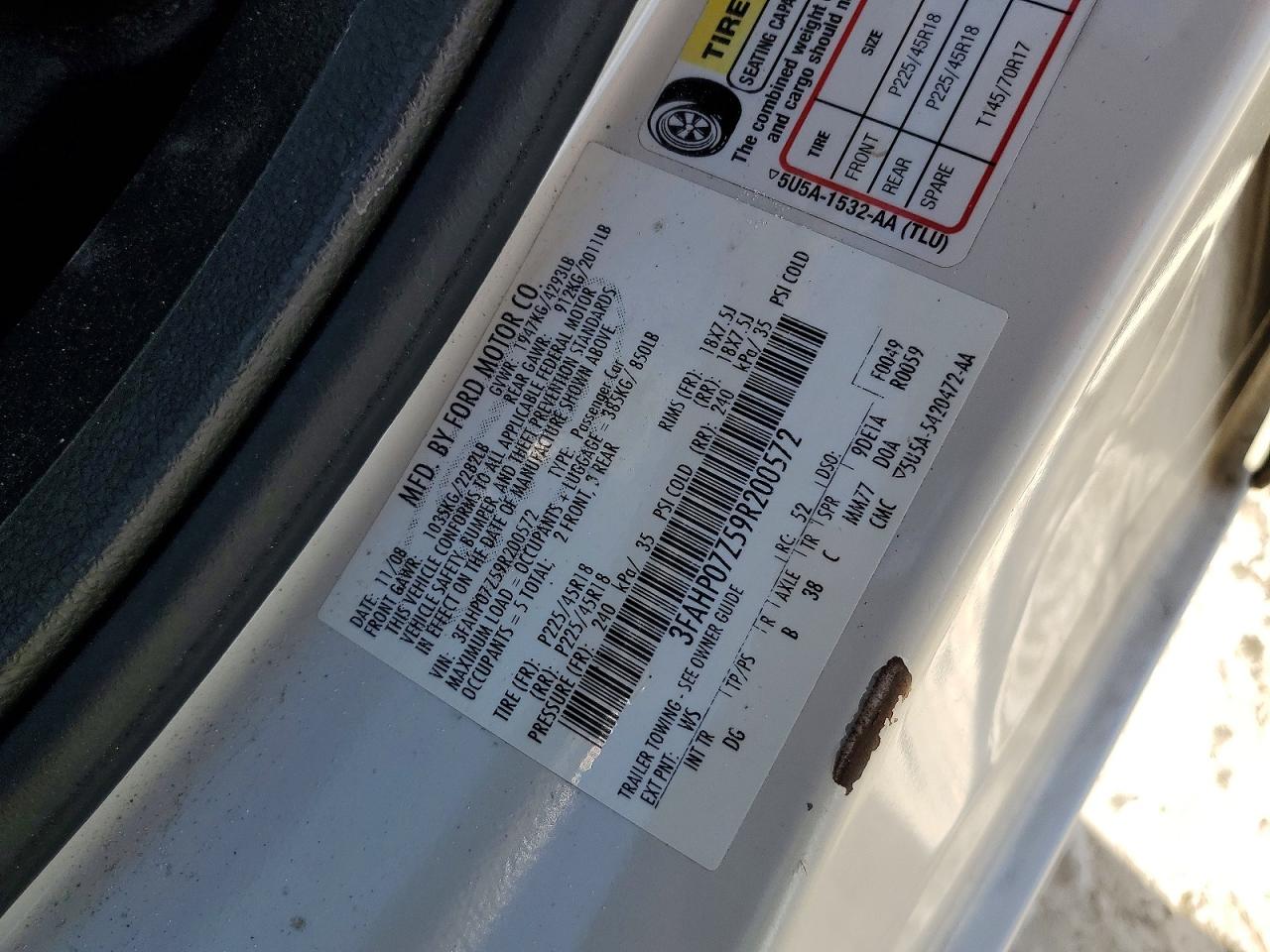 2009 FORD FUSION SE photo 12