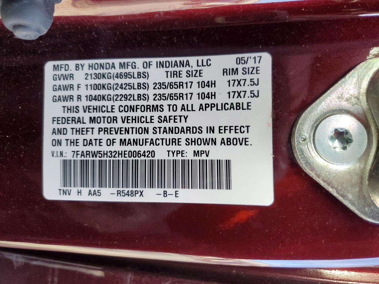 2017 HONDA CR-V LX photo 13