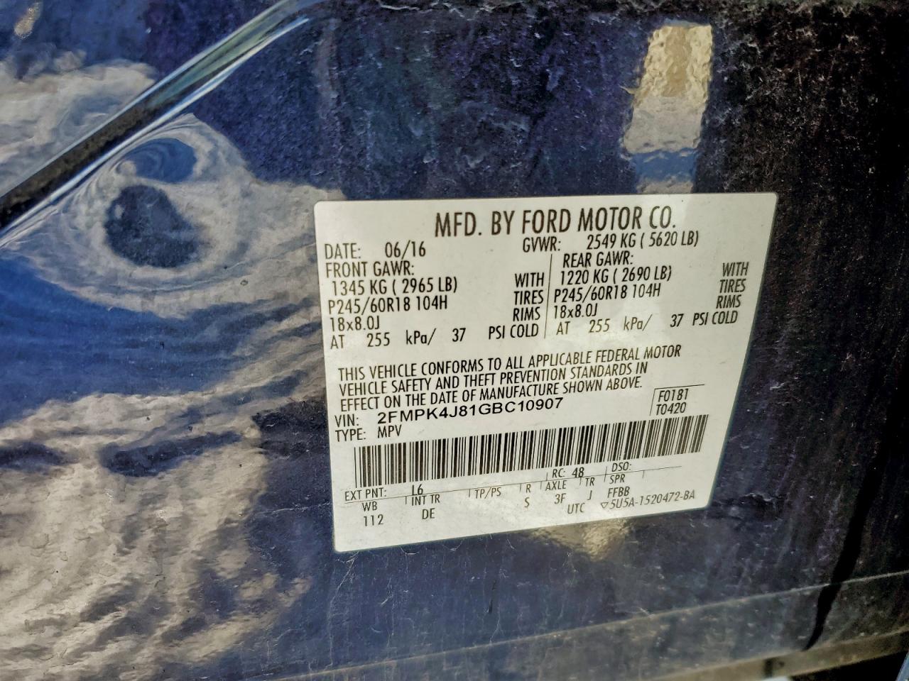 2016 FORD EDGE SEL photo 13