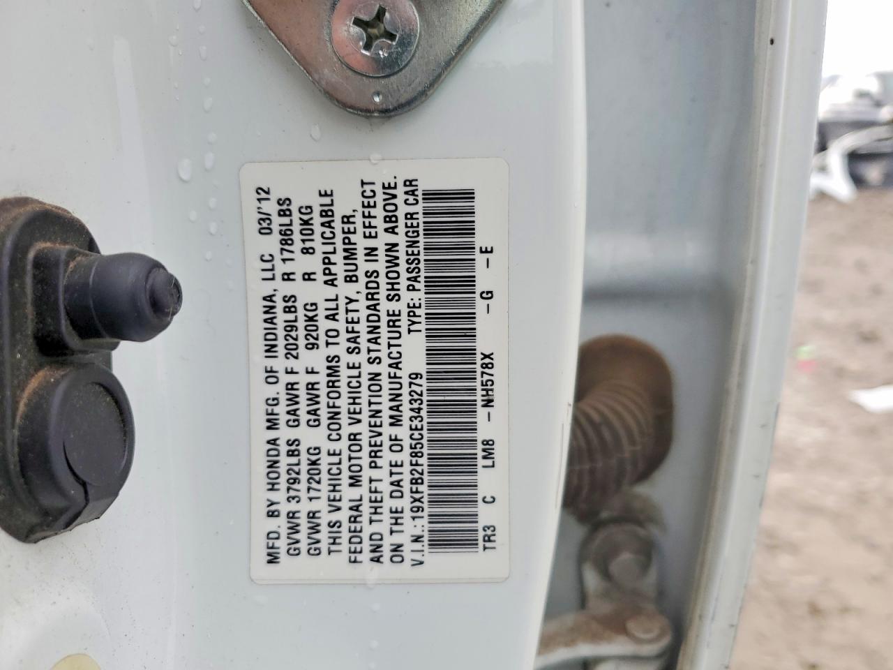 2012 HONDA CIVIC EX photo 12
