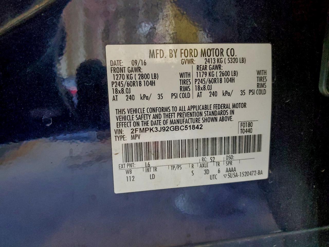 2016 FORD EDGE SEL photo 13